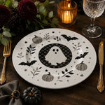 Black White Checkerboard Ghost Decorative Plastic Plate – Minimal - MintiHome
