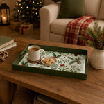 Holly Pinecone Christmas Plastic Serving Tray with Red Star - MintiHome