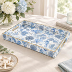 Ocean Decorative Plastic Serving Tray – Coastal Blue Toile full-print plastic serving tray shown in a product view.