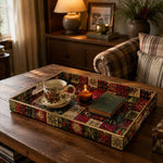 Christmas Decorative Plastic Serving Tray – Festive Quilt Patchwork - MintiHome
