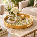 Ramadan & Eid al-Fitr Plastic Serving Tray – Jewelled Emerald Lattice - MintiHome