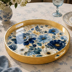 Navy Gold Peony Plastic Serving Tray – Delft Bloom - MintiHome