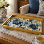 Navy Gold Peony Plastic Serving Tray – Delft Bloom - MintiHome