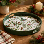 Holly Pinecone Christmas Plastic Serving Tray with Red Star - MintiHome