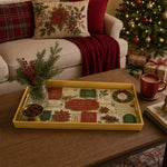 Vintage Christmas Label Poinsettia Plastic Serving Tray - MintiHome