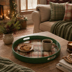 Christmas Farmhouse Plaid Plastic Tray – Pinecone Holly Holiday - MintiHome