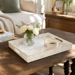 New Year Marble Plastic Tray – Cream Gold Filigree - MintiHome