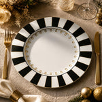 Black White Sunburst Gold Filigree Decorative Plastic Plate – Modern - MintiHome