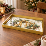 Christmas Decorative Serving Tray – Gilded Gift Stack plastic serving tray shown in a rectangular product view.