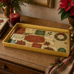 Vintage Christmas Label Poinsettia Plastic Serving Tray - MintiHome
