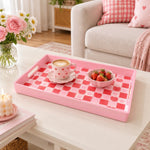 Valentine's Day Plastic Serving Tray – Red Gingham Check - MintiHome