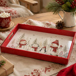 Christmas Snowman Family Serving Tray - Watercolor Pines - MintiHome