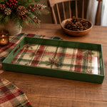 Christmas Farmhouse Plaid Plastic Tray – Pinecone Holly Holiday - MintiHome