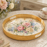 Victorian Gold Filigree Serving Tray – Romantic Floral Design - MintiHome