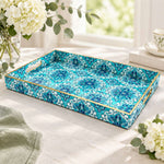 Ramadan Decorative Plastic Serving Tray – Damask Blossom Medallion full-print plastic serving tray shown in a product view.