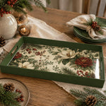 Christmas Reindeer Green Plastic Serving Tray - Snowman Scene - MintiHome