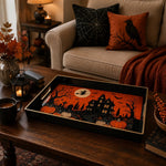 Halloween Haunted House Serving Tray – Pumpkin and Bat Design - MintiHome