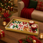 Red Green Bow Christmas Plastic Serving Tray with Ornaments - MintiHome