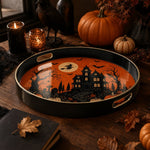 Halloween Haunted House Serving Tray – Pumpkin and Bat Design - MintiHome