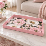 Valentine's Day Plastic Serving Tray – Pastel Peony Bouquet plastic serving tray shown in a rectangular product view.