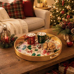 Red Green Bow Christmas Plastic Serving Tray with Ornaments - MintiHome