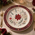 Red Poinsettia Holly Candy Cane Christmas Charger Plate - MintiHome