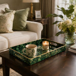 Daily Decorative Plastic Serving Tray – Dark Green Fern Bloom - MintiHome