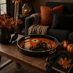 Halloween Haunted House Serving Tray – Pumpkin and Bat Design - MintiHome
