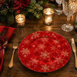 Christmas Vintage Charger Plate - Red Gold Snowflakes - MintiHome