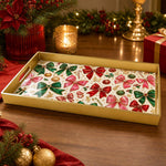 Red Green Bow Christmas Plastic Serving Tray with Ornaments - MintiHome