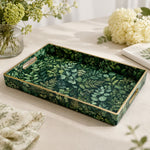 Daily Decorative Plastic Serving Tray – Dark Green Fern Bloom - MintiHome