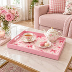 Valentine's Day Plastic Serving Tray – Satin Bow Hearts - MintiHome