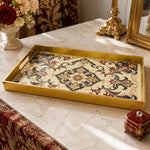 Royal Damask Mandala Plastic Serving Tray – Navy Burgundy - MintiHome