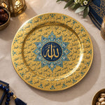 Ramadan Decorative Charger Plate – 99 Names Starburst full-print plastic serving tray shown in a product view.