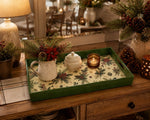 Christmas Pine Branch Berry Serving Tray – Green Rim Holiday Platter - MintiHome