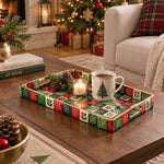Christmas Decorative Plastic Serving Tray – Checker Snowflake Holly - MintiHome
