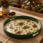Christmas Pine Branch Berry Serving Tray – Green Rim Holiday Platter - MintiHome