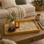 Gold Christmas Serving Tray – Snowflake & Pine Sprig - MintiHome