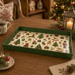 Green Christmas Tray with Reindeer, Gingerbread and Tree Icons - MintiHome