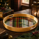 Christmas Gold Trim Plaid Plastic Tray – Snowflake Holiday - MintiHome