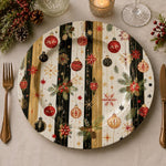 Black and Gold Stripe Ornament Christmas Charger Plate for Parties - MintiHome