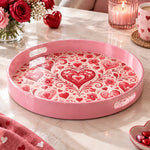 Valentine's Day Plastic Serving Tray – Folk Heart Scroll - MintiHome