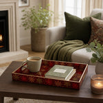 Red Gold Christmas Plastic Tray – Snowflake Sparkle - MintiHome