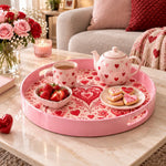 Valentine's Day Plastic Serving Tray – Folk Heart Scroll - MintiHome