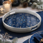 Silver Blue Christmas Serving Tray – Snowflake Filigree - MintiHome