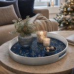 Silver Blue Christmas Serving Tray – Snowflake Filigree - MintiHome