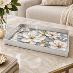 Valentine's Day Plastic Serving Tray – Lavender Magnolia Bloom plastic serving tray shown in a rectangular product view.