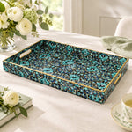 Ramadan Decorative Plastic Serving Tray – Blossom Mosaic Allover full-print plastic serving tray shown in a product view.