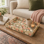 Pink Cream Yellow Floral Plastic Serving Tray – Full Print Border - MintiHome