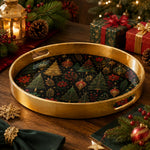 Christmas Gold Lantern Plastic Serving Tray - Elegant Holiday - MintiHome